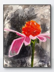 Original Abstract Expressionism 12×16 Pink Flower Hand Painted Signed Art 515