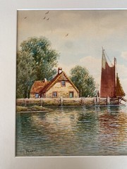 William Frederick Paskell – Original Watercolor Painting – Boat Harbor Scene