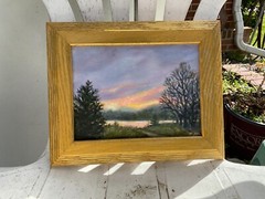 RIVER ACCESS MINI – original framed oil landscape painting on 6X8 inch canvas