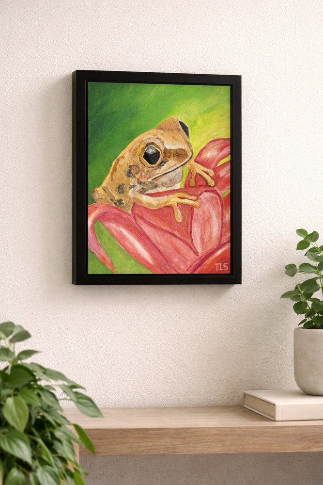 Tree Frog Painting Botanical Animal Art Nature Wall Decor 11×14 Framed