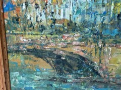 Vintage Impasto Oil Painting Italian Canal Scene – Signed Egroeg 1976 – Italy