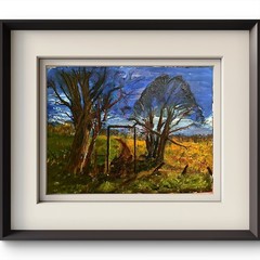 Country Path with Trees Blue Sky Landscape Painting 12×16 Original Oil