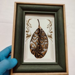 One of One Hand Painted Dried Leaf Art Framed – Green Gold 3D Wall Decor