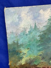 Vintage Oil Painting on Canvas Panel 20″ x 16″ Old Wooden Mill Building