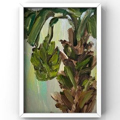 Bananas Art Palm Tree Framed Painting • Afrohemian Decor • Afro Boho Art Series