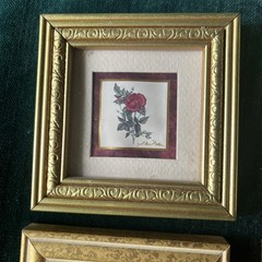 VTG Set 4 Miniature Art print Paintings flowers Gallery Cottage framed bird mini
