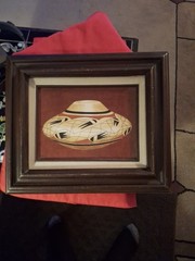 Erv Johnson Native American Hopi Acrylic on Suede Leather Painting Art Pot Vase