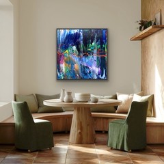 Abstract large painting „Late Night Conversation“ modern expressionist fluid