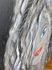 Vintage Painting „Nightlife Woman“ 24″ x 18″ Canvas on Stretcher, Acrylic Paint