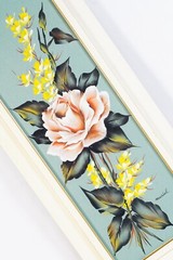 Murial, Two Rose Flowers Original Paintings Signed Muriel Framed Artworks