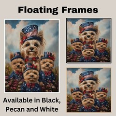 Patriotic Yorkshire Terrier Dog Family Canvas Wall Art July 4th