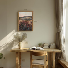 Moody Mountain Wildflower Landscape Wall Art, Farmhouse Rustic Floral Canvas Pri