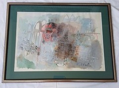 Original Curt Asker (Sweden b. 1930) Abstract Mixed Media Painting