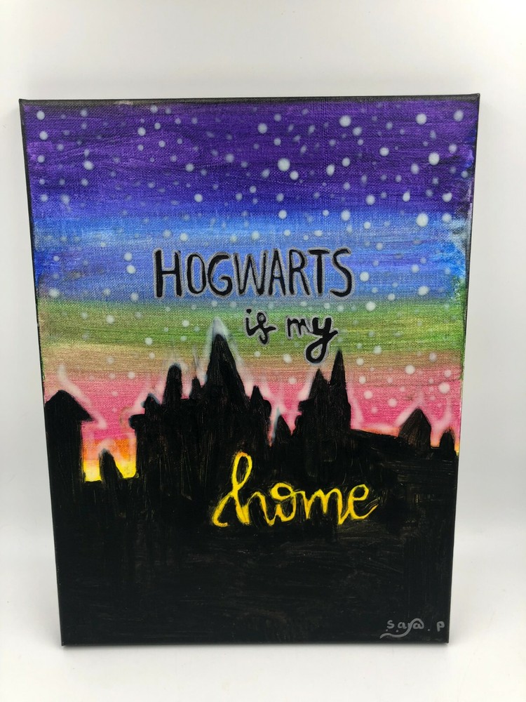 Oil On Canvas Hogwarts Is My Home original Painting United Kingdom Sara P Age11