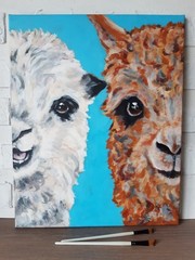Llama Original Painting Farmhouse Art Alpaca Artwork 16 by 20 Farm Animal.