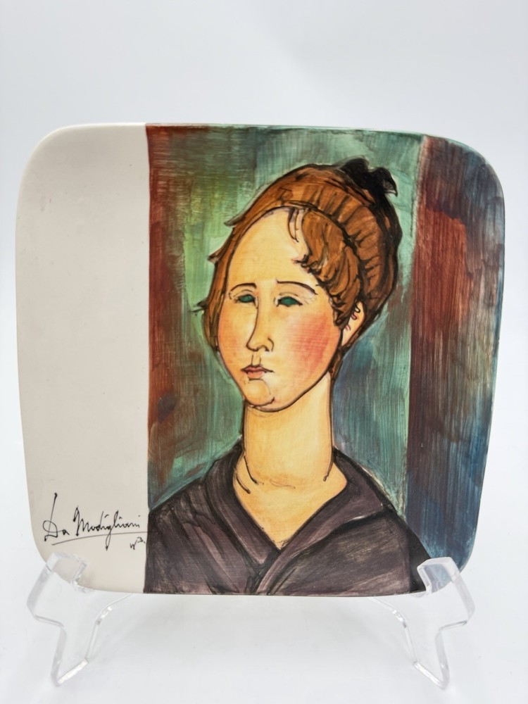 Amedeo Modigliani’s 1918 Italy impressionist oil Burgundian Woman wall plate