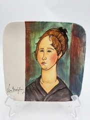 Amedeo Modigliani’s 1918 Italy impressionist oil Burgundian Woman wall plate