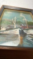 ORIGINAL SIGNED P. Rugg 3D Stereographic Oil Layered Glass Painting, Nautical