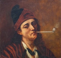 Gustave Courbet, Ornans, Doubs, France, 1819-1877, “Man With A Pipe,” 26×26”