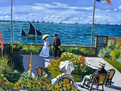 Claude Monet Signed Oil Painting on Canvas 19×27 in Impressionism .
