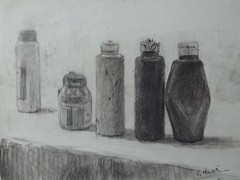 GERRY MILLER Still Life Original Drawing. Conte pen on paper. 20x27cm.