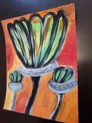 Original Abstract 8×10 Painting On Heavy paper acrylic modern Art Signed Floral