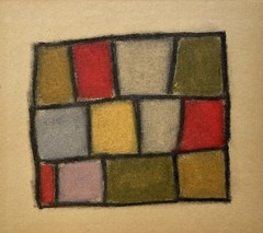 Vintage Original Geometric Abstract Oil Pastel on Paper Modernist MCM