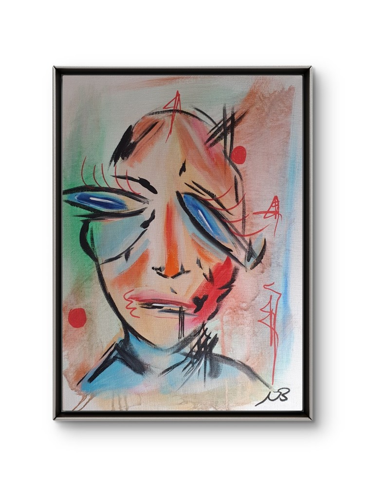 ORIGINAL ACRYLIC PAINTING 12×16 PICASSO STYLE ABSTRACT WALL ART HAND PAINTED