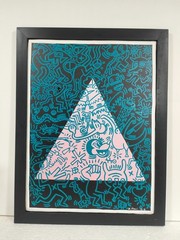 Keith Haring Acrylic Painting on Canvas 1983 Framed Original Pop Art