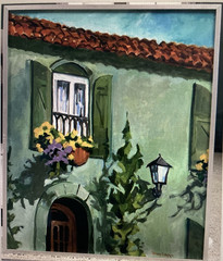 Original Oil Framed Architecture Hotel Domestique Hincapie Travelers Rest SC