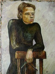 Ukrainian Soviet Oil Painting cubism portrait avant-garde puppeteer marionette