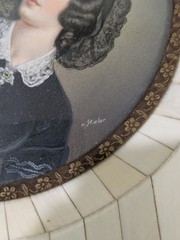 Antique Miniature Portrait Of Lola Montez Hand Painted Signed 4.75″X 5.5″