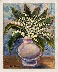 Lilly Of Valley Acrylic Painting Flower Bouquet Wall Art 8×10 Floral Wall Decor