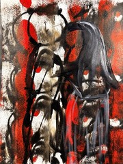 Original Abstract Expressionism 9×12 The Kiss Handmade Unique Signed Fine Art