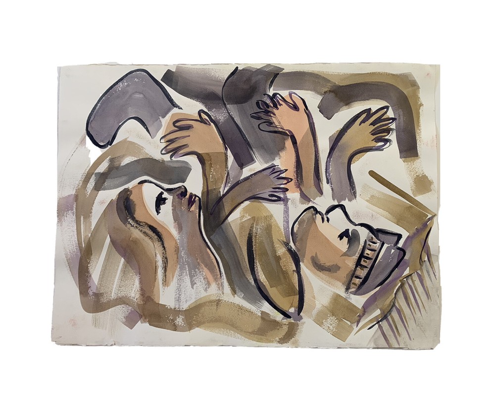 Nancy Volpe Painting Figural Abstract Man And Woman Couple Watercolor Hands Feet