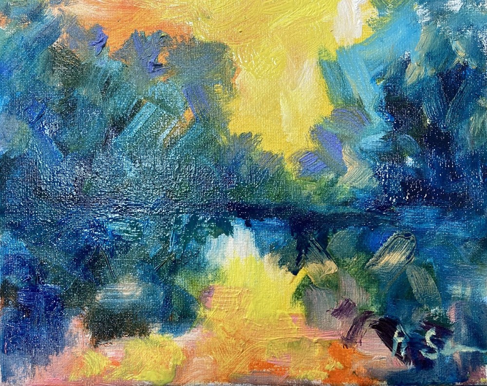 Sunset on the Lake 8*10 Original Oil Painting on Canvas — by A. Semberecki