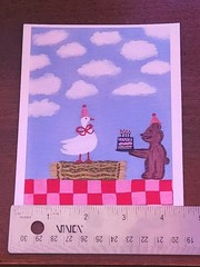 Original Acrylic Art Mini PRINT Whimsical Party Animals Small Painting