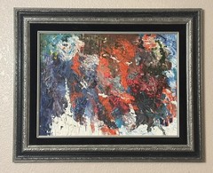 Abstract Heavy Impasto Modernist Colorful Oil Painting Unsigned Wall Art