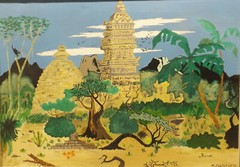 “ Südasiatische Landscape View With Temple “ Oil Lwd. SIGN.M.GARNIER