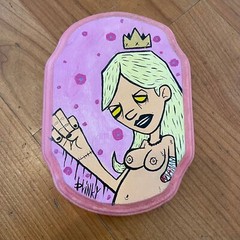 BLINKY ART Zombie Girl 5″ x 7″ ORIGINAL PAINTING Graffiti Surrealism Dark Art