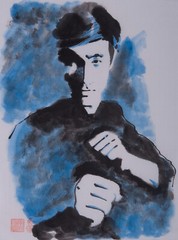 Artwork Chinese Kung Fu Bruce Lee Hand Painted Brush ink watercolor painting