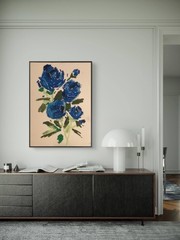 Modern Blue Flowers Bundle Original Art 11 by 14 Canvas Panel