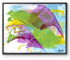 Hand Painted 11×14 Abstract Acrylic Red Teal Canvas FINELLI ORIGINAL Decor G23L