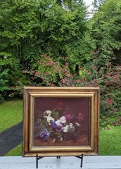 Lindesay Harkness Original 15×13″ Pastel-Canvas Painting „Pansies in the Garden“