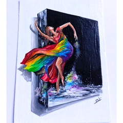 ACEO Original Abstract Dancer Lady Mini Pop Art Acrylic Hand Painting NEW OOAK