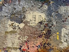 Abstract Oil painting evening Lviv Ukrainian painter fiberboard Framed original
