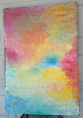 Vintage abstract pastel color palette modern painting large unsigned 28×40″