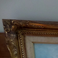 Vintage Original Oil Framed in Wood Gold Gilt Frame Ladies on Beach