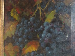 Antique 19C Leonard Woodruff Still Life Grapes O/C Painting