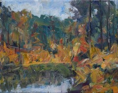 Art Original Oil Painting by RM Mortensen „Bankhead“ Pond Lake River Nature
